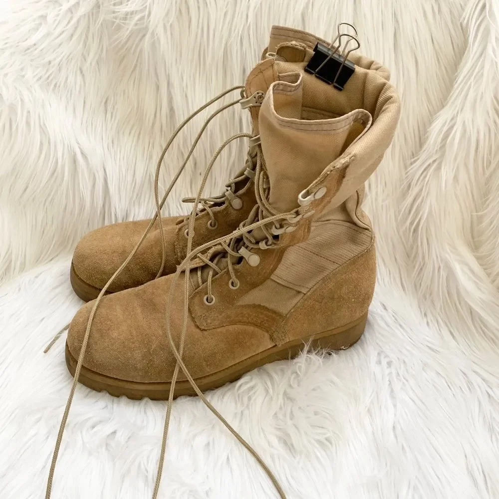 Vibram tan army military combat boots 7R
